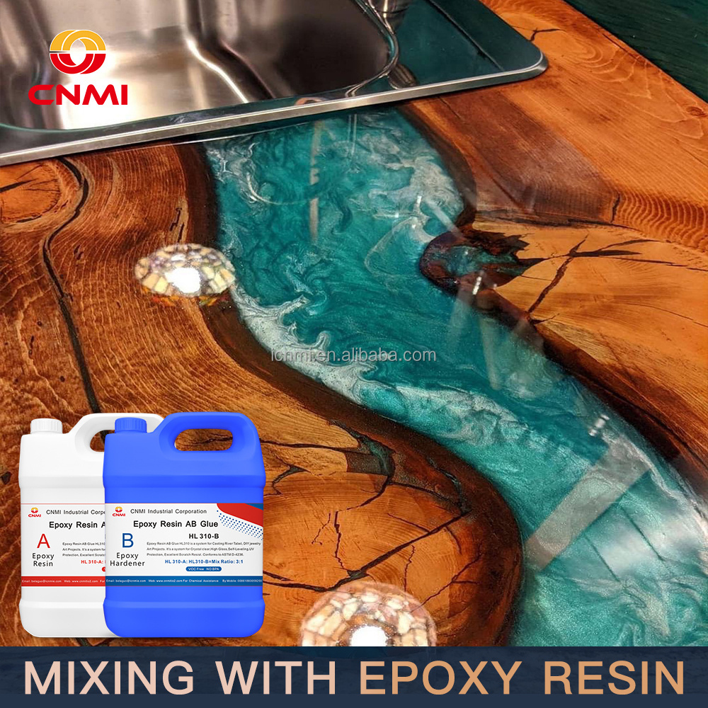 CNMI Epoxy Resin AB Glue TC110 1:1 Crystal Clear Resin and Hardener for Woodwork Table Top Counter Top Bar Top Coating Non Toxic