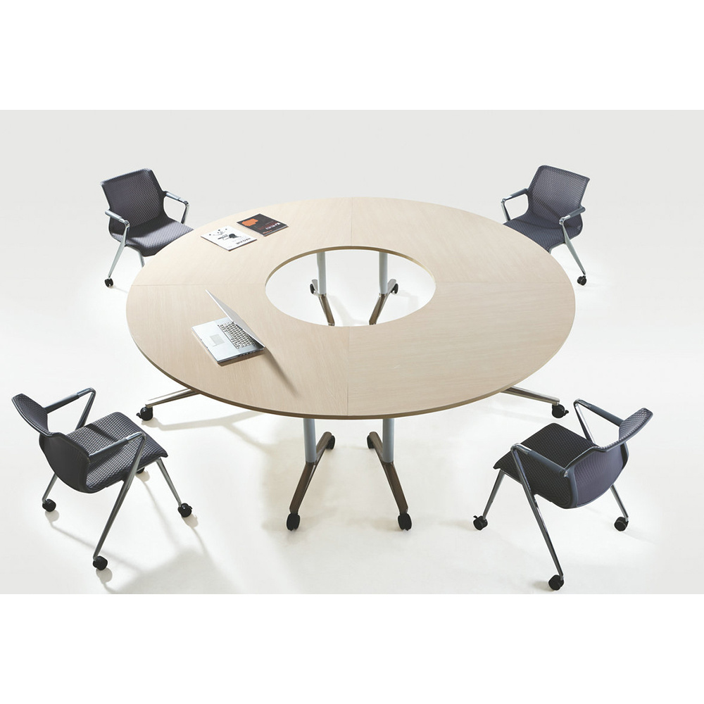 Folding Curved S Shape Office Training Meeting Conference Room Table Flip Top Portable Foldable Movable Wooden Study Table Desks