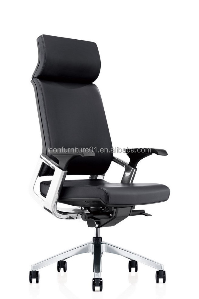 Ergonomic executive high back Aluminum alloy base swivel leather Chair