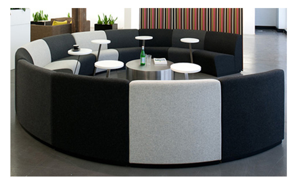 Korean Style U Shape Half Circle Couch Curve Modular Sofa With Desk Waiting Lounge Black Modular Sectional Sofa