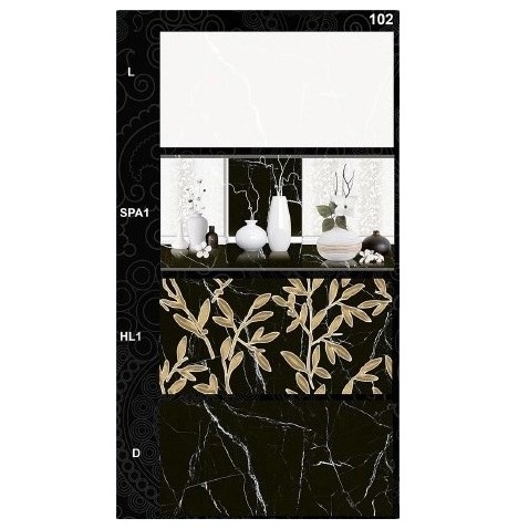 NCRAZE 12x24 Ceramic Wall Tiles in Glossy Finish Top-Notch Quality Rectified And Durable Tiles - In Frame Concept no.102 D