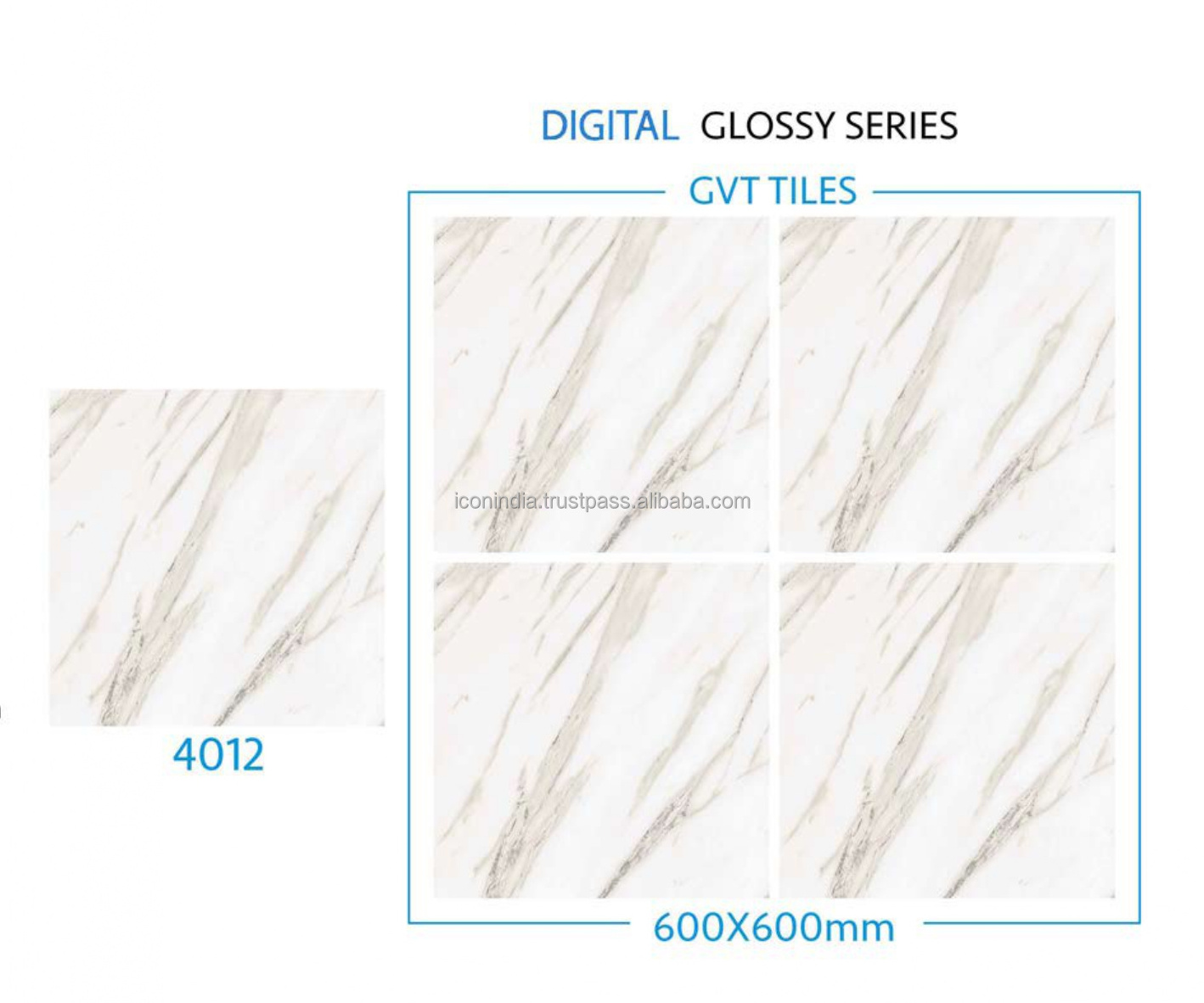 Ceramic Glazed Vitrified Tiles In Size Of 600x600mm Having Glossy Finish Tiles for use in living room and bedroom