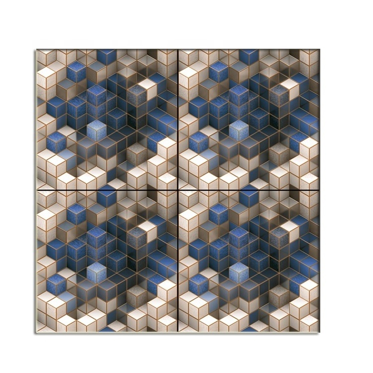 Top Selling 3d cube 600x600 bathroom kitchen bathroom balcony wall Tile Design ceramic wall pattern art tiles