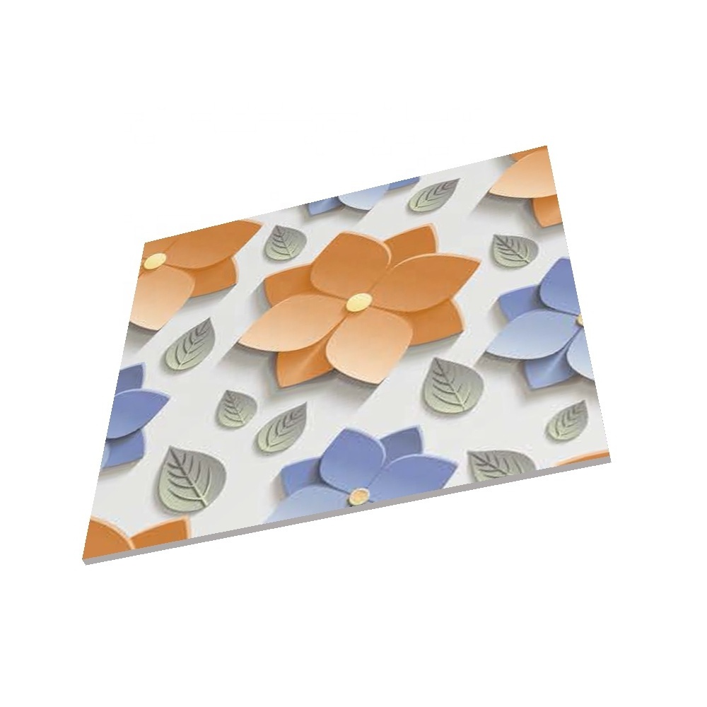 Flower printed 3d look Full Body 30x30 300x300 Large Glaze Polished Ceramic Porcelain Floor Tiles for bathroom pool