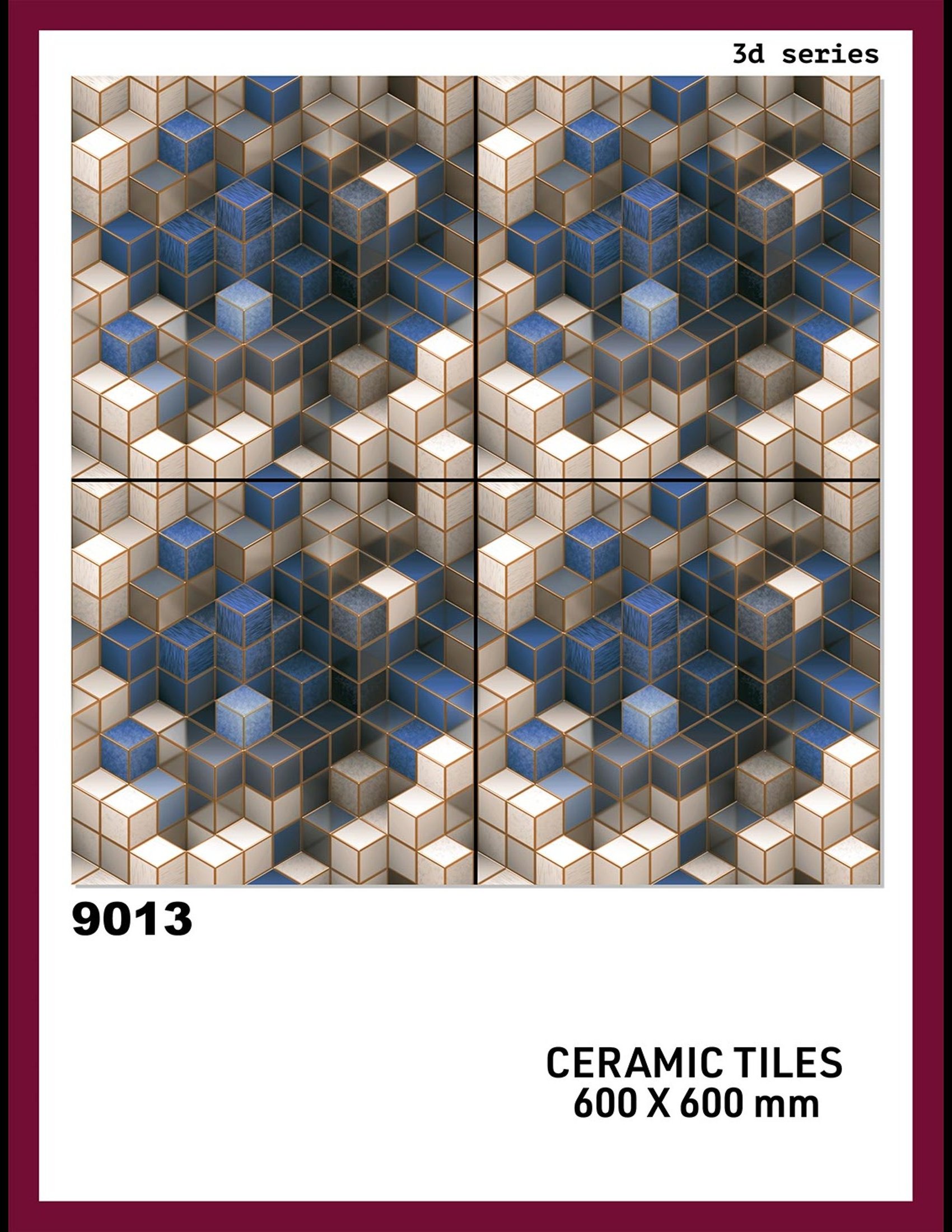 Top Selling 3d cube 600x600 bathroom kitchen bathroom balcony wall Tile Design ceramic wall pattern art tiles