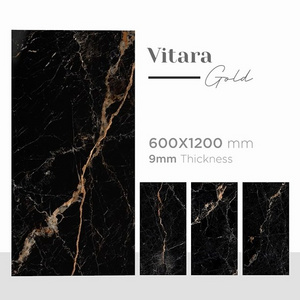 Vitara Gold in 24x48 Inch Polished Porcelain Tiles in Black Color High Glossy Finish by Ncraze Ceramic ISO 9001:2015 Certified