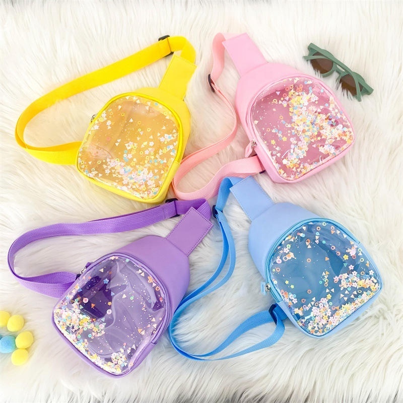 2023 Quicksand Transparent Jelly bags kids chest bag travel shoulder small daypacks cute mini crossbody bag for kids girls purse