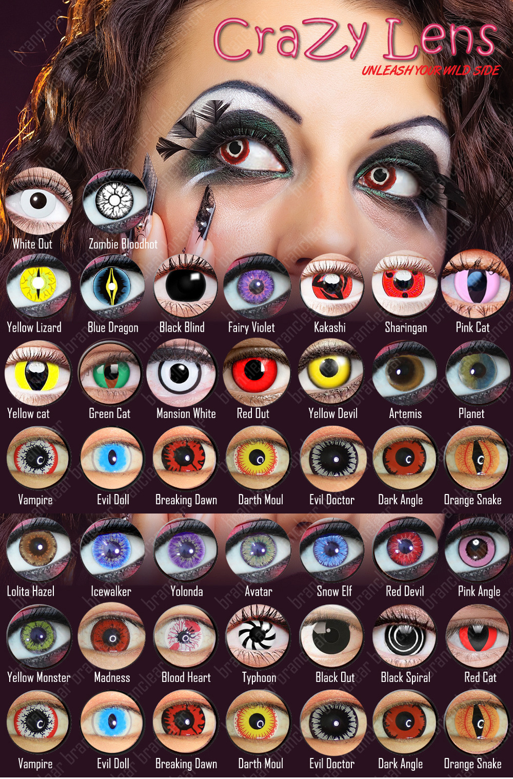 Crazy cosplay yearly using halloween contact lenses wholesale contact lens anime sharingan contacts