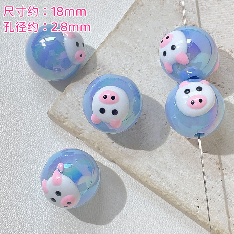 factory wholesale plating high quality love print acrylic focal beads bulk hand painted round beads for phone chain pen making