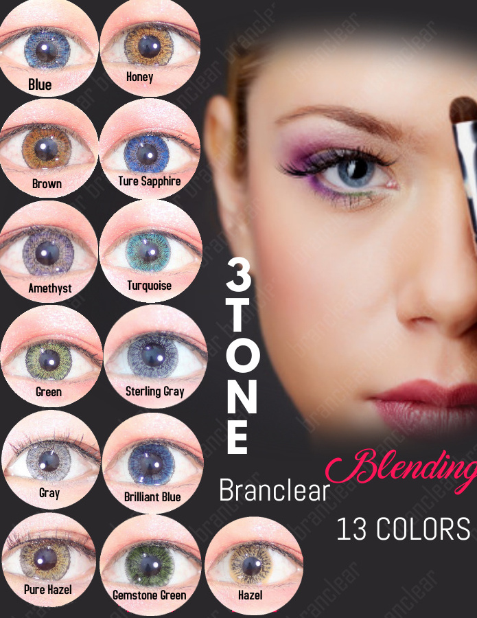 3 Tone dream lentes Branclear Golden color contact lenses fresh Eye Look Soft eye soft cosmetic colored contact lenses