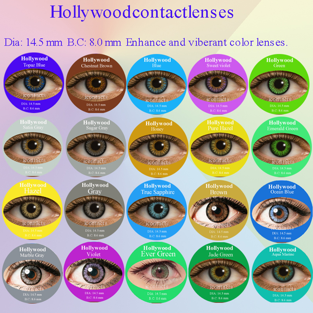 BRS RTS wholesale color contact lens hollywood 20 colors high quality color contact lens yearly colored contacts