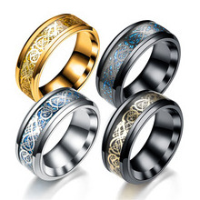 European and American New Gold and Silver Gold plated Stainless steel Dragon Tattoo Ring Manufacturers Direct Sales