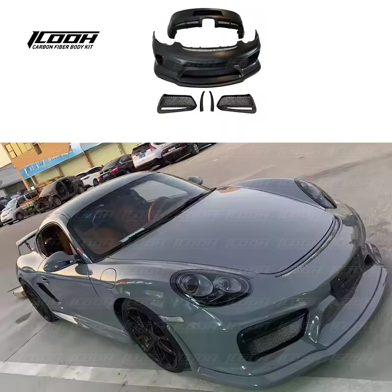 ICOOH Racing GT4 RS Style FRP Resin Bodykit with front rear bumper spoiler For Porsche Cayman Boxster 718 987 Body Kit 2005-2015