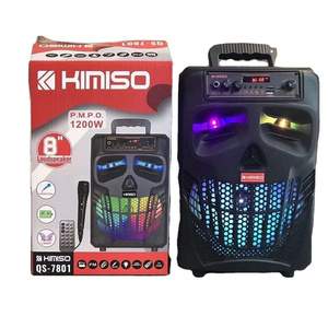 Cheap big dj sound box 8 inch speaker kimiso qs-7801 portable speaker with wireless microphone