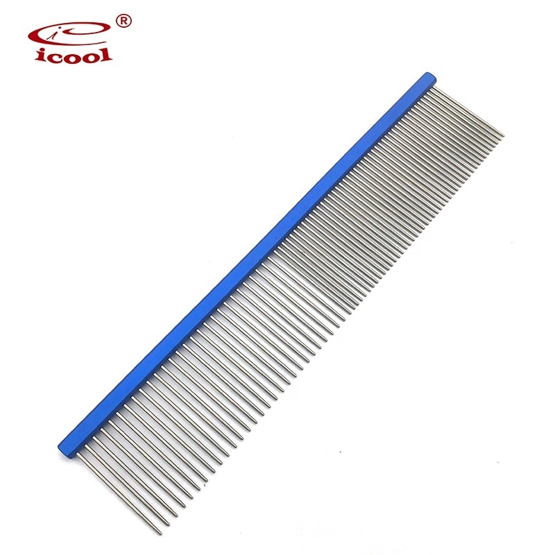 PC-1 Stainless Steel Cat Comb With Round Teeth Dog Comb for Detangling and Knots 190*40mm 32g