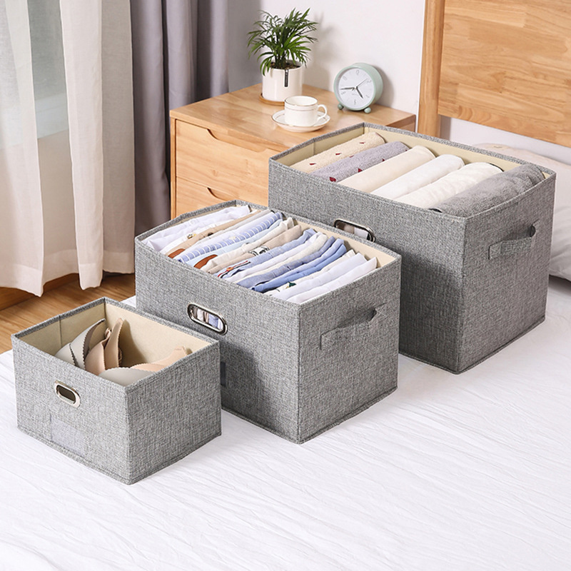 Creative Folding Basket Bedroom Large Multi Clothes Hardware Fabric Cube Organizer Lid Storage Box Bin