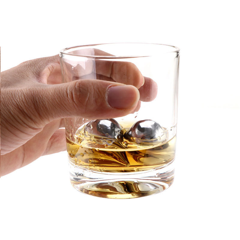 Drop Water Activated OEM Instant Reusable Stainless Steel Non Melting Ball Cooling Whiskey Ice Cubes