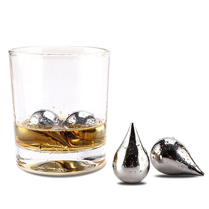 Drop Water Activated OEM Instant Reusable Stainless Steel Non Melting Ball Cooling Whiskey Ice Cubes