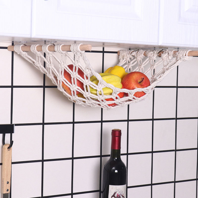 High Quality Kitchen Vegetable Basket Under Cabinet Hanging Macrame Fruit Hammock