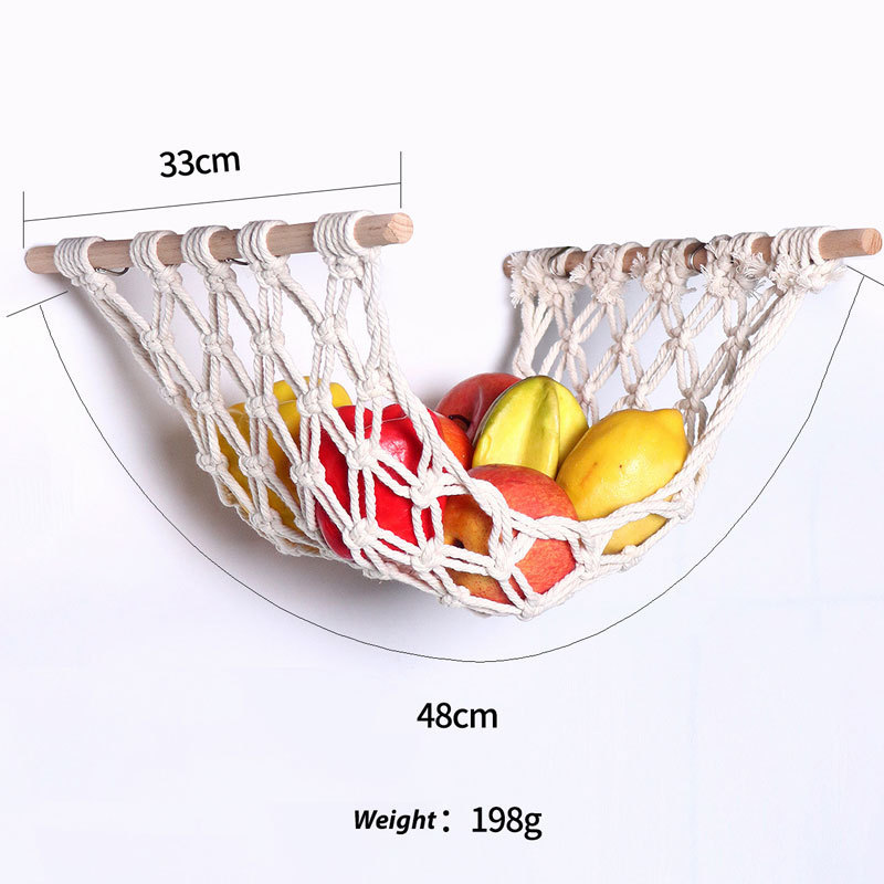 High Quality Kitchen Vegetable Basket Under Cabinet Hanging Macrame Fruit Hammock