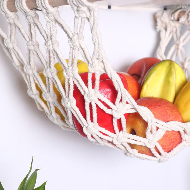 High Quality Kitchen Vegetable Basket Under Cabinet Hanging Macrame Fruit Hammock