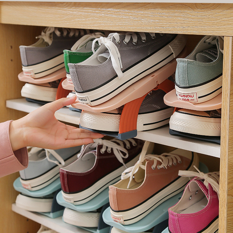 Trendy Entryways Space Saving 2024 Best Blue Amazing Plastic Stackable Shoes Storage Rack Organizer