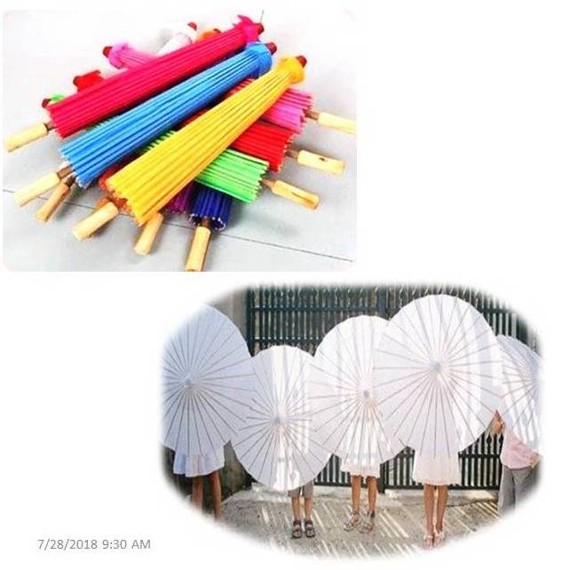 Hand Painted Silk Bamboo Umbrella