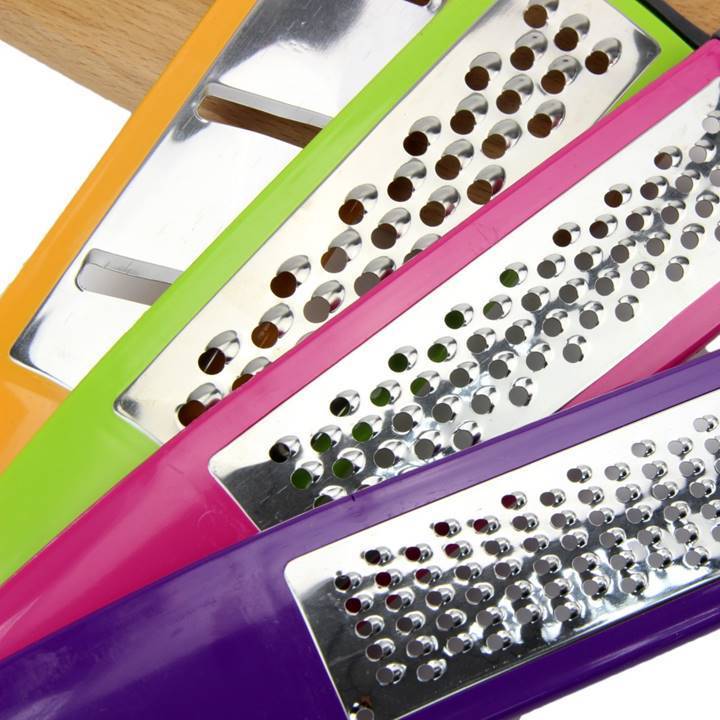 High Quality 4 Color Plastic Cheese Hand Grater, Different Pattern Soft Grip Handle Grater