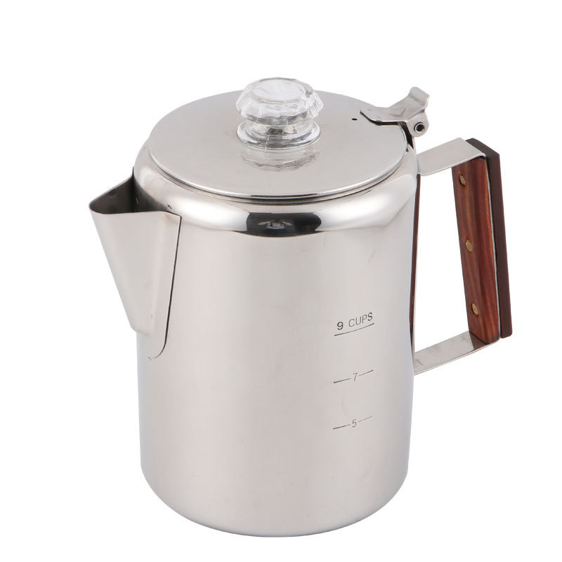 Latest Outdoor Camping Percolator Stovetop Fast Brew Kettle Stainless Steel Pot Coffee Makers