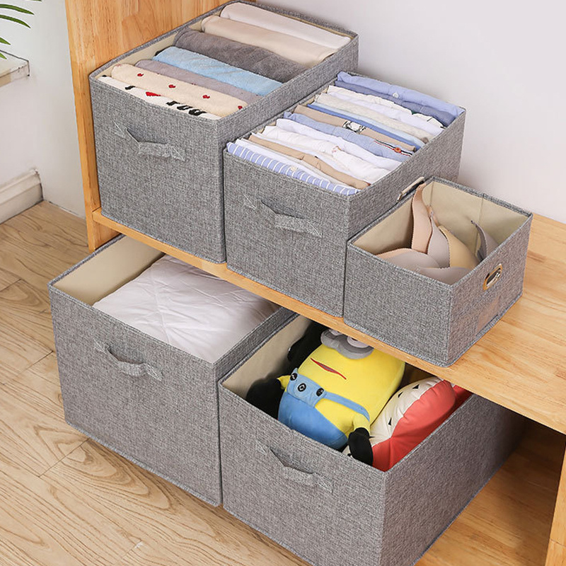 Creative Folding Basket Bedroom Large Multi Clothes Hardware Fabric Cube Organizer Lid Storage Box Bin