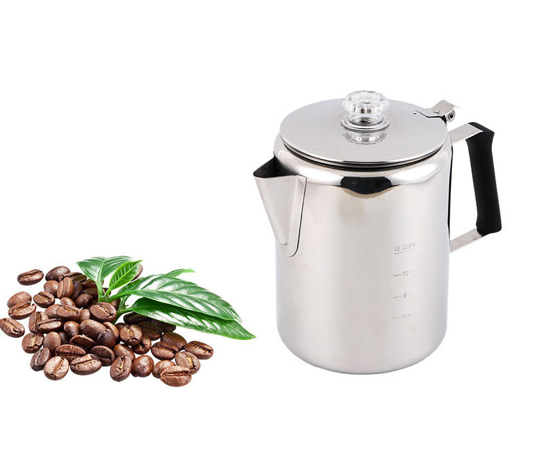 Latest Outdoor Camping Percolator Stovetop Fast Brew Kettle Stainless Steel Pot Coffee Makers