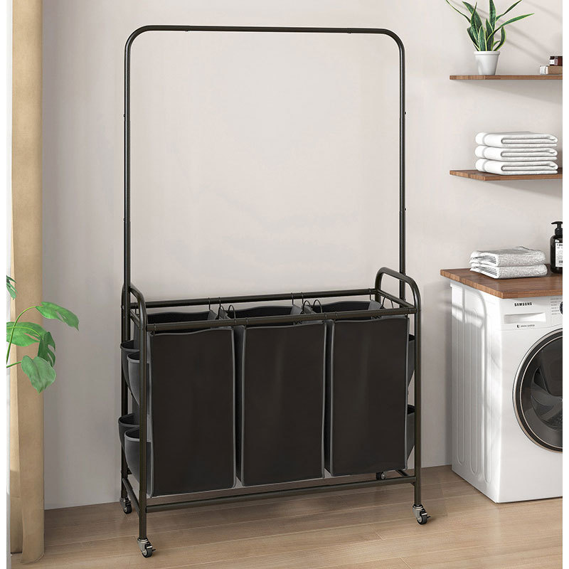 Multifunctional Metal Wheeled European Hanger Floor Standing Corner Entrance Standing Coat Rack