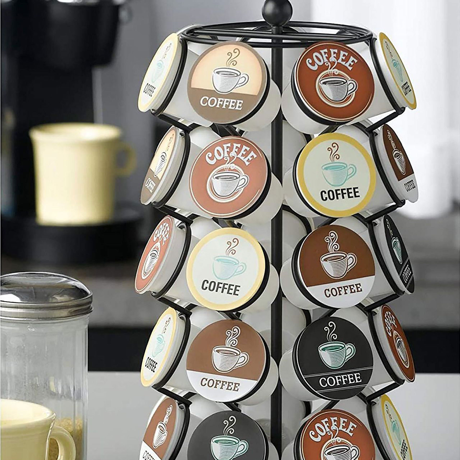 New Arrival Metal 24 Pods Storage Organizer Capsule Carousel K Cup Coffee Pod Holder