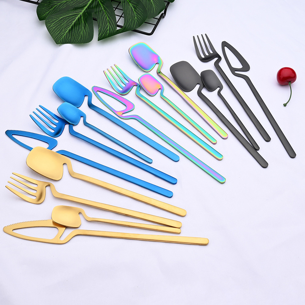 Custom Modern Stainless Steel High Quality Luxury cutlery Gradient Spoon Set Bulk Gold Flatware