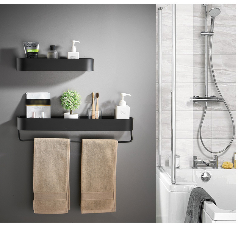 Trendy Strong Adhesive Wall Mounted Storage Rack Bathroom Caddy Rack No Drilling Shower Shelf Organizer