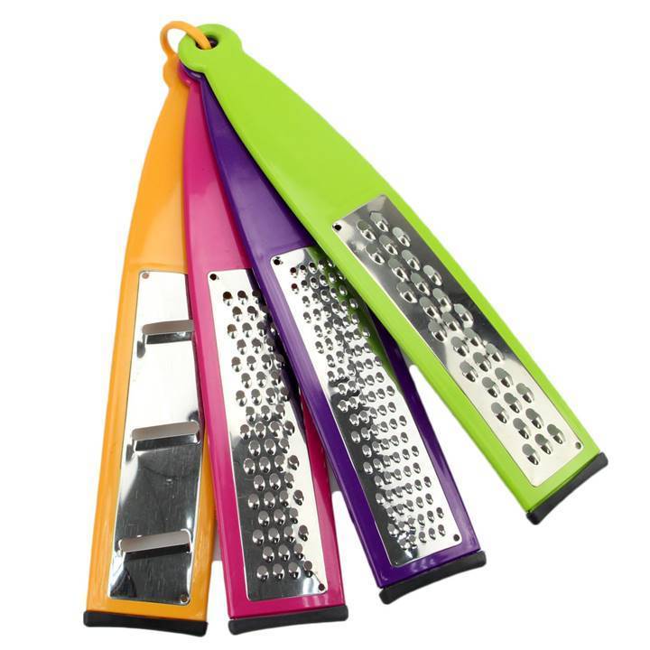 High Quality 4 Color Plastic Cheese Hand Grater, Different Pattern Soft Grip Handle Grater