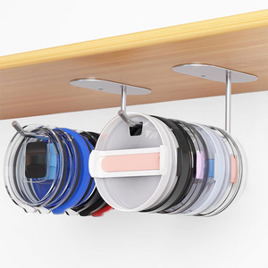 Under Cabinet Wall Self Adhesive Horizontal Hanging Stainless Steel Cup Tumbler Lid Organizer Kitchen