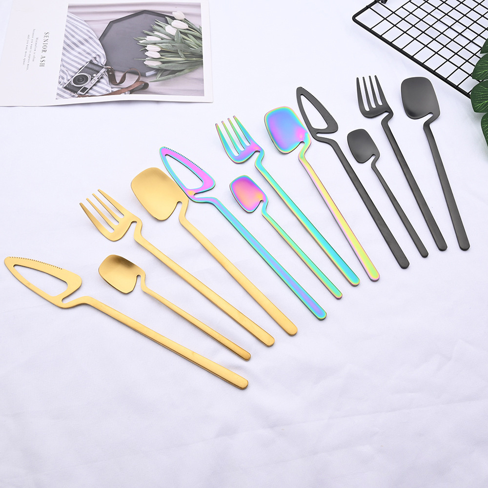 Custom Modern Stainless Steel High Quality Luxury cutlery Gradient Spoon Set Bulk Gold Flatware