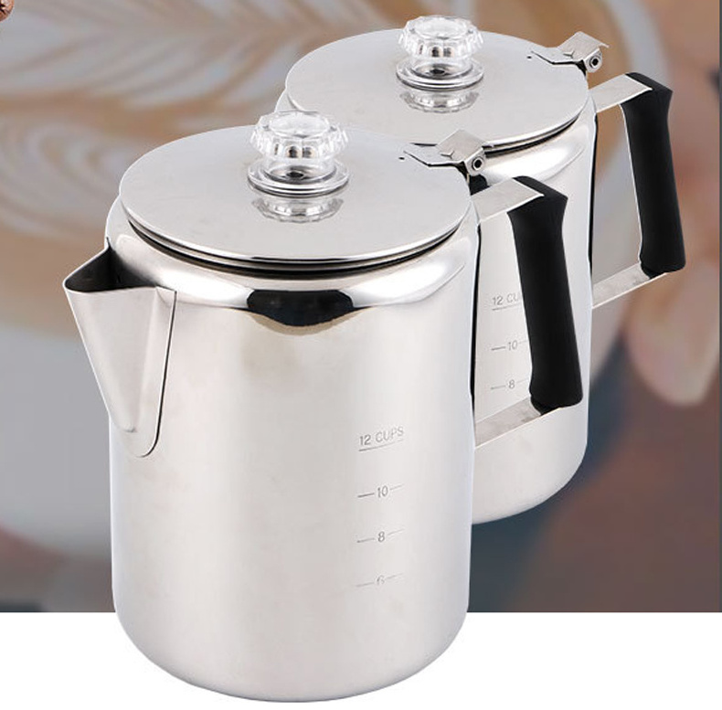 Latest Outdoor Camping Percolator Stovetop Fast Brew Kettle Stainless Steel Pot Coffee Makers