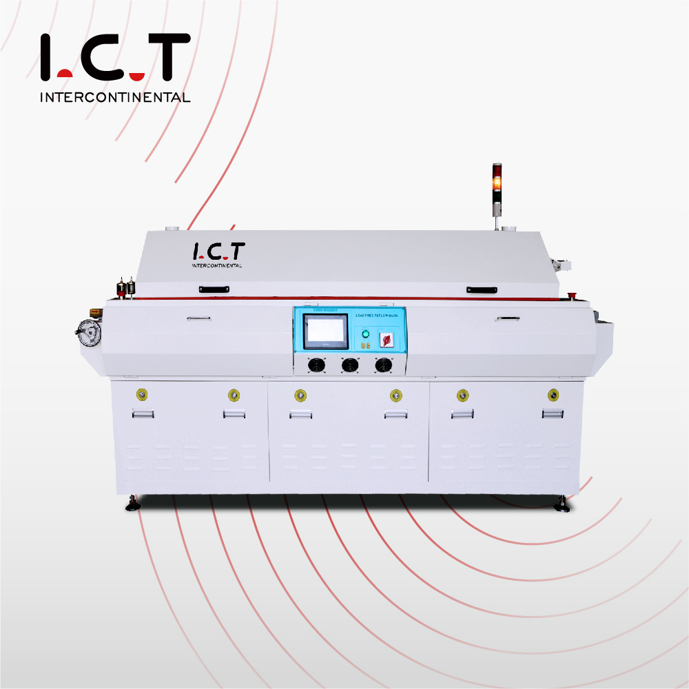 ICT815 PCB Reflow Oven 450 Width, LED Nitrogen Reflow Wave Oven SMD Heating, SMT Solder Reflow Oven Price Factory