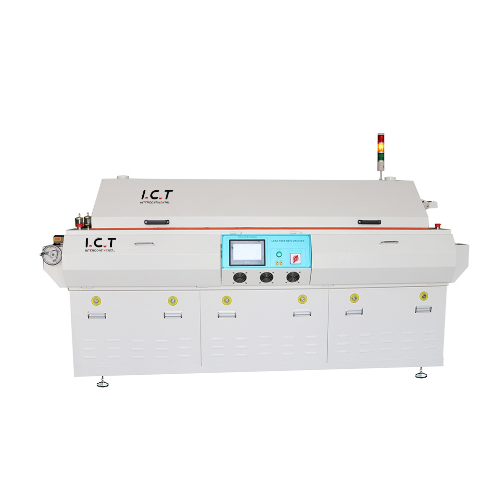 ICT815 PCB Reflow Oven 450 Width, LED Nitrogen Reflow Wave Oven SMD Heating, SMT Solder Reflow Oven Price Factory