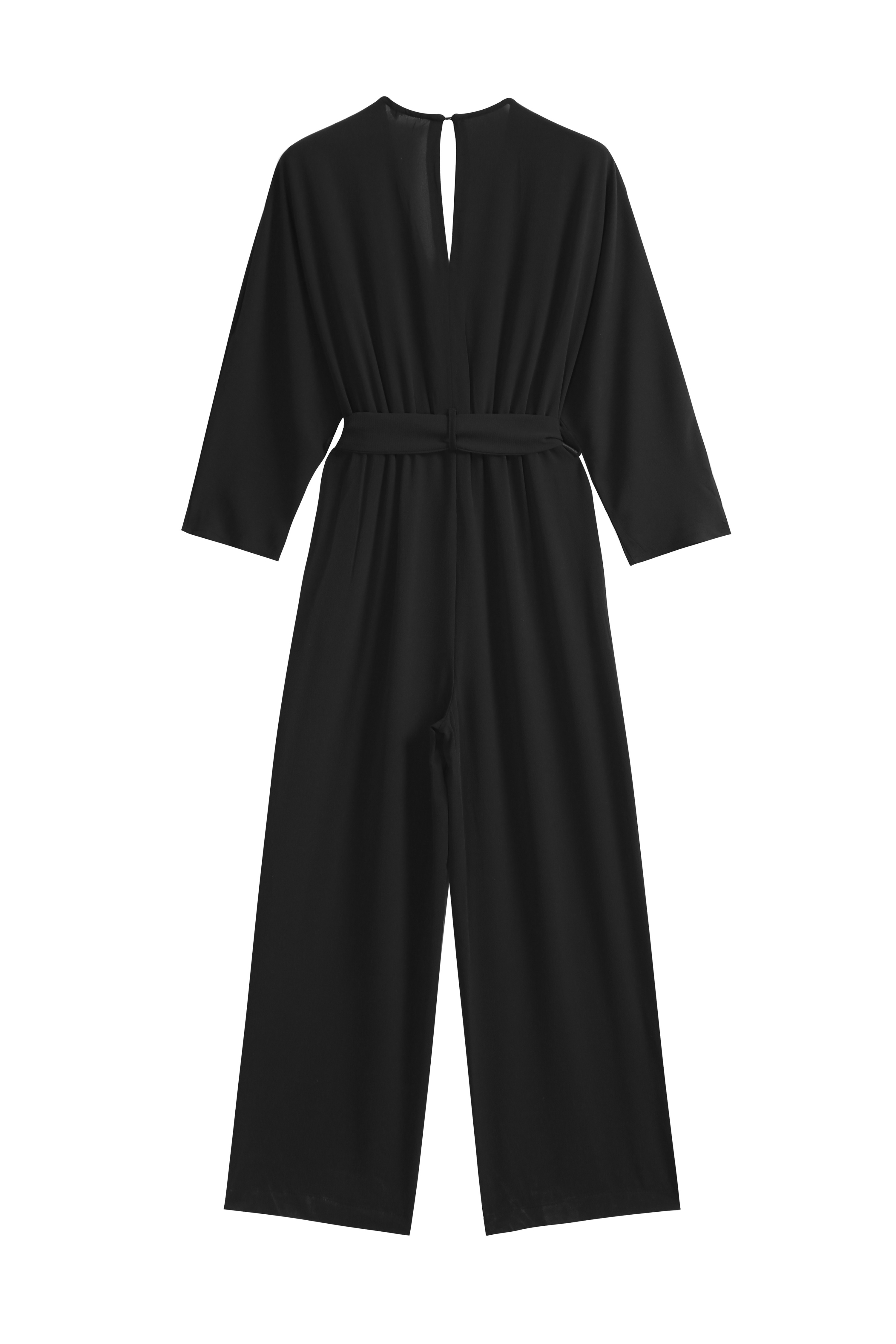 Plus Size Jumpsuits Women 2019 New Style Office Lady Breathable Loose Sashes Black Chiffon Bodycon Jumpsuit