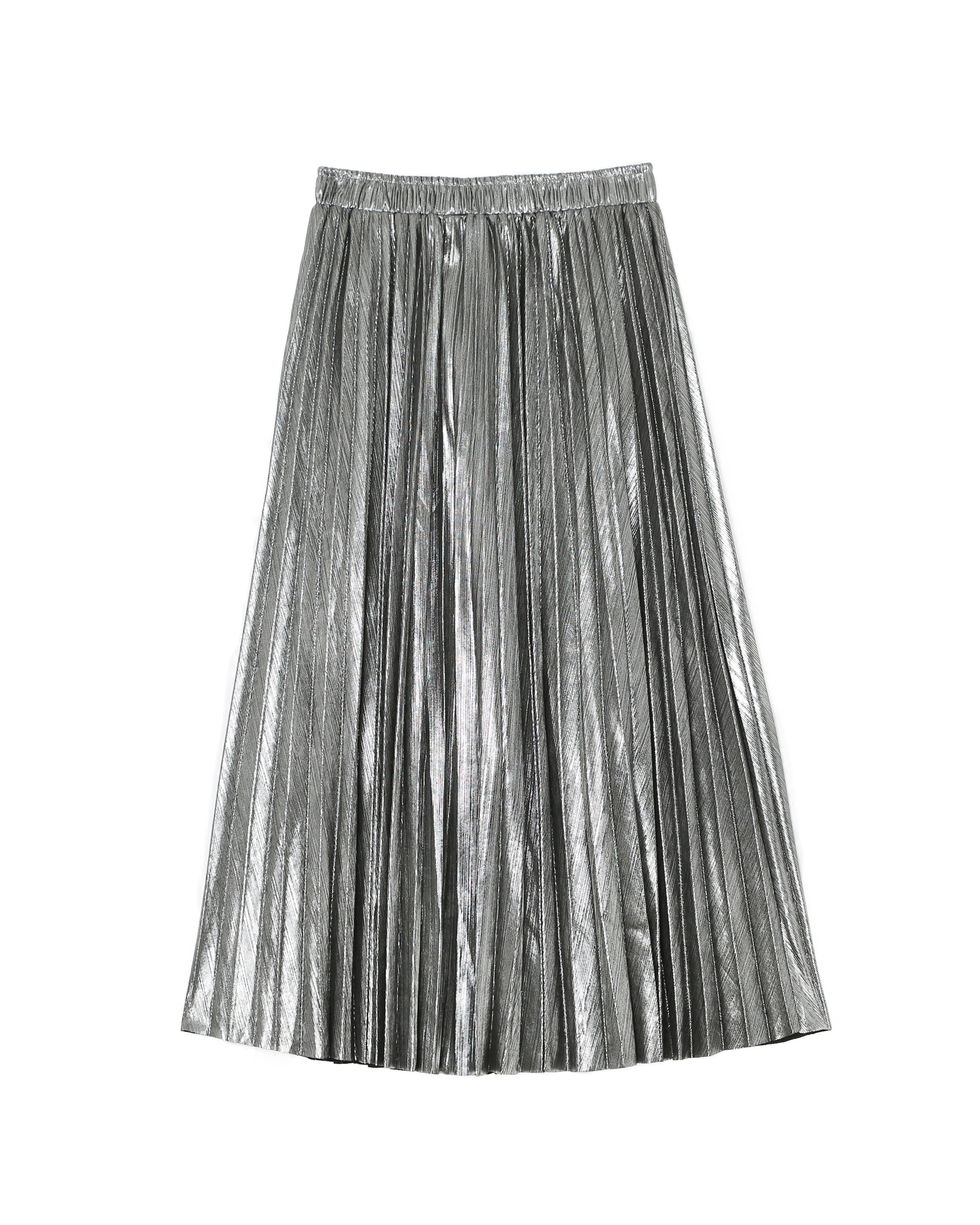 Foreign Trade New Style Pleated Solid Color Bright Face Big Swing A-line Pleated Skirt Medium Length Skirt