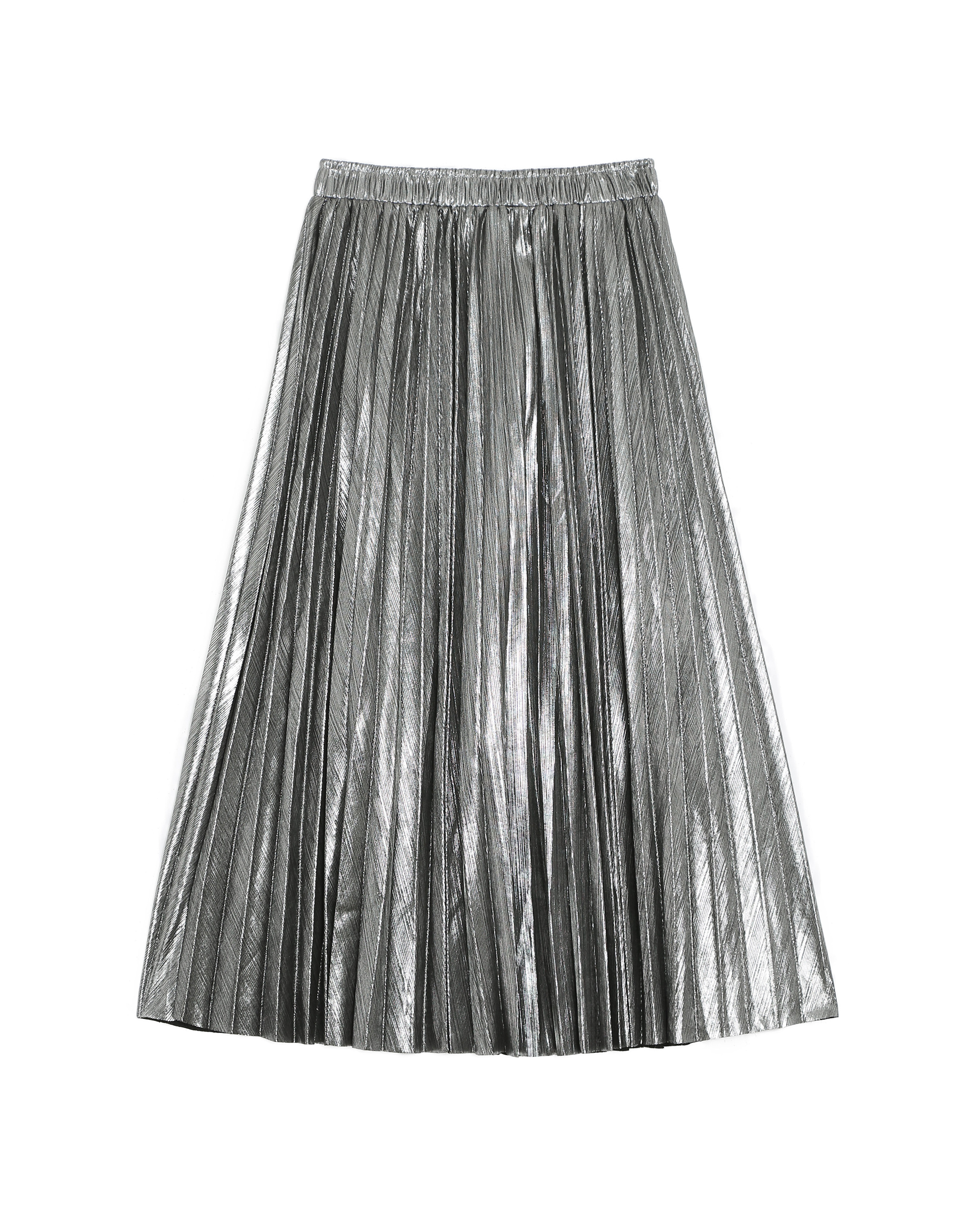 Foreign Trade New Style Pleated Solid Color Bright Face Big Swing A-line Pleated Skirt Medium Length Skirt