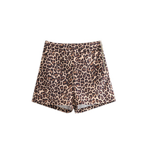 Summer Drop Shipping Elegant Beach Casual Short Pants Mid-waist Leopard Print Women Shorts For Ladies