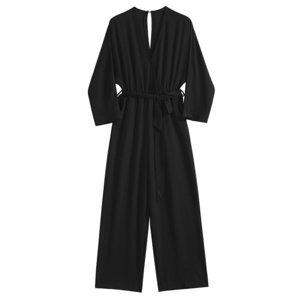 Plus Size Jumpsuits Women 2019 New Style Office Lady Breathable Loose Sashes Black Chiffon Bodycon Jumpsuit