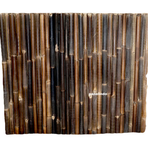 Roll Bamboo Fence Curtain Natural Brown Black Panel