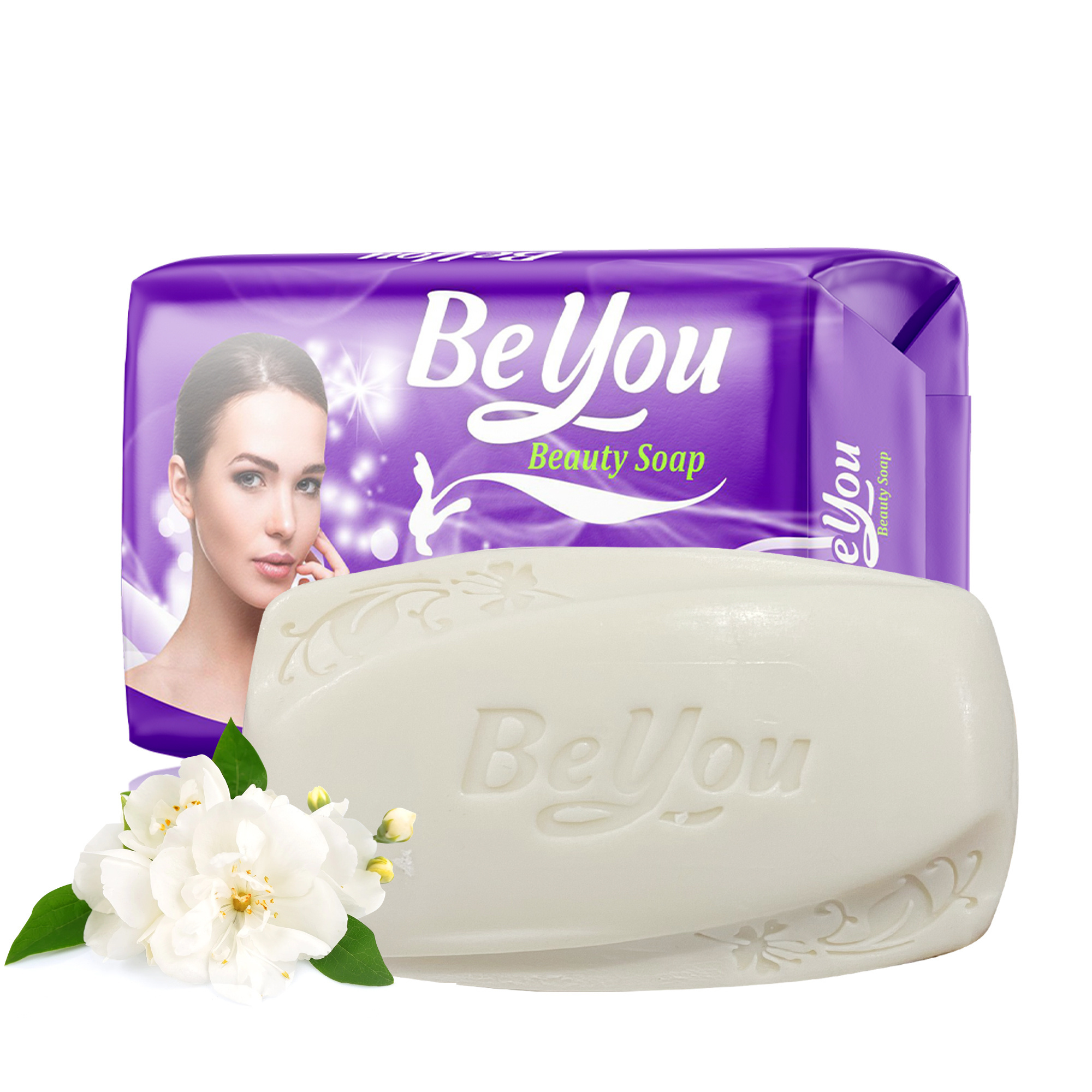 BeYou Solid Beauty Soap Bar Jasmine palm oil material for all skin type face and body  with basic cleaning and Brighten Skin