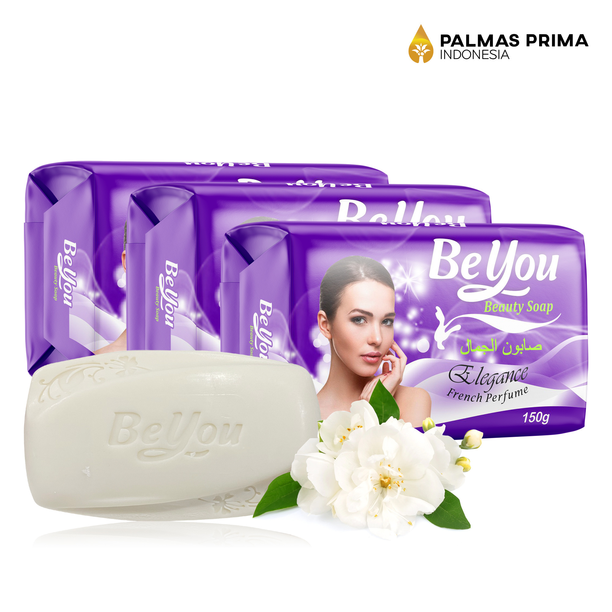 BeYou Solid Beauty Soap Bar Jasmine palm oil material for all skin type face and body  with basic cleaning and Brighten Skin