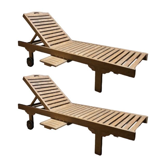 Adjustable Outdoor Swimming Beach teak wood Daybed Plastic Wood Sun Loungers or Pool Side with Wheels